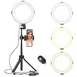 🌠【Luz de anillo Selfie regulable de 8 '' mejorada】 En comparación con otras luces de anillo, la luz de anillo LED VIJIM adopta 72 bombillas LED SMD más nuevas, que pueden proporcionar un mejor efecto de iluminación. El Selfie Ring Light proporciona 3 modos de color que incluyen luz fría, luz natural y luz cálida, cada modo tiene 10 niveles de brillo, le ofrece varias opciones y disparos sobresalientes, suficientes para satisfacer sus diferentes necesidades.