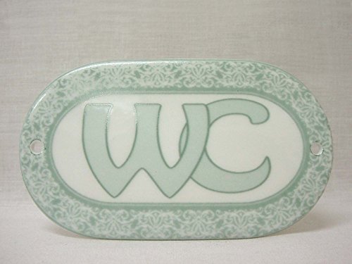 Placa Cartel Letrero Ovalada Puerta Pared BAÑO WC Aseo Servicio Porcelana Letrero Toalla Verde