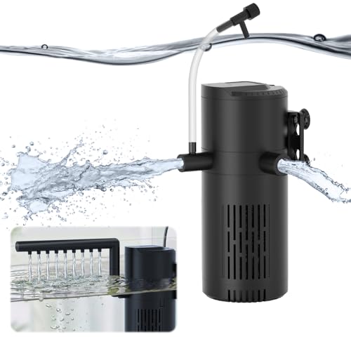 Image of Aquarium Filter for 10-20 Gallon Tanks, Internal Fish Tank Filter, Submersible Turtle Tank Filter, with Aeration /Rainfall Modes and Dual Water Outlet