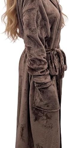Elegant Comfort Women's Plush Fleece Hooded Bathrobe Luxury Hooded Women's Spa With Shawl Collar and Pockets