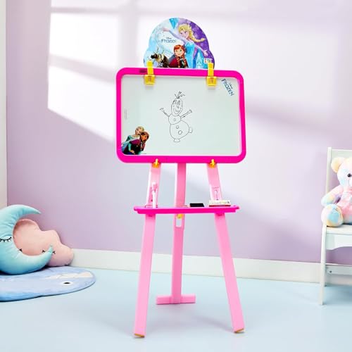 Image of Amazon Brand - Jam & Honey Frozen 5-in-1 Easel Board for Kids | Black and White Board with Chalk, Marker and Duster I with Stand| Educational Toy for Kids | Age 3+ Years