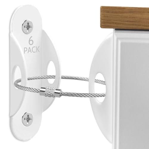 Guirnd 6 Pack Furniture Anchors, Anti Tip Furniture Anchors for Baby Proofing, Metal Earthquake Straps Furniture Straps Wall Anchor for Dresser and Bookcase (White)
