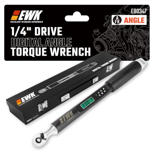 Image of EWK 1 /4 inch Drive Digital Angle Torque Wrench 1.1-22.1 ft-lbs (1.5-30 Nm) | ±1.5% clockwise / ±2.5% counterclockwise and angle accuracy of ±2%, LCD Display, LED Buzzer Vibration Alert, 30 Memory Values