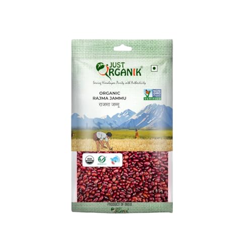 Image of Just Organik - Organic Rajma Jammu (1 kg) | certified organic | Red Rajma | Rajma 1kg | Loaded with Amino Acids and Protein | Vitamins and Minerals Rich | Red Kidney beans | No Preservatives