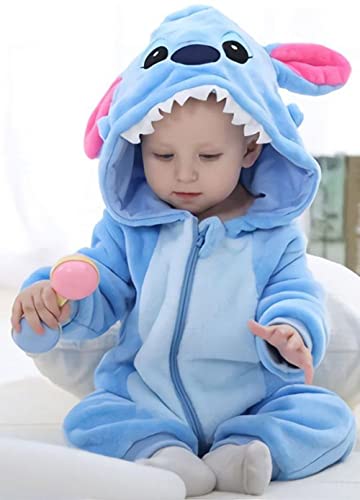 Must Rose Sports And Homewear Unisex Baby Flannel Romper Animal Onesie Costume Hooded Cartoon Outfit Suit (Blue, 100(18-23M)) #TOP3