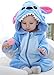 MUST ROSE SPORTS AND HOMEWEAR Unisex Flannel Romper Animal Onesie Costume Hooded Cartoon Outfit Suit (Blue, 70(0-5M)