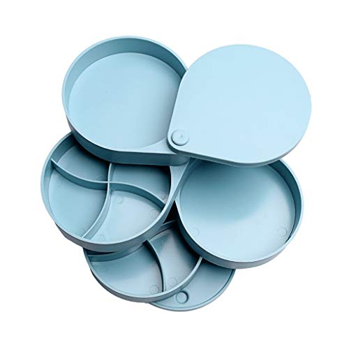 Schmuck Display 360 ° Rotierende Schmuckschatulle Kleine Mini Schmuck Organizer Box 4-Lagen Tragbare Reise Schmuck Aufbewahrungskoffer Für Frauen ring armband aufbewahrungsbox ( Color : Blue B ) Cover
