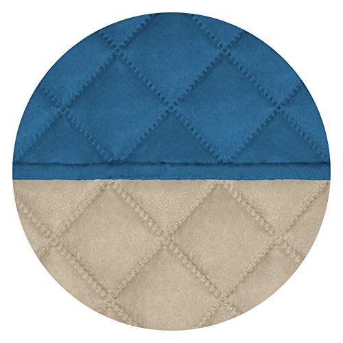 Image of PureFit Reversible Quilted Sofa Cover, Water Resistant Slipcover Furniture Protector, Washable Couch Cover with Non Slip and Elastic Straps for Kids, Dogs (Oversized Recliner, Peacock Blue /Beige)