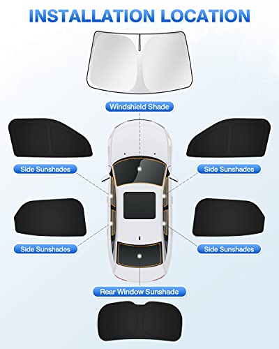 Image of Canvcle Sunshade for 2021-2025 2026 Chevrolet /Chevy Trailblazer Windshield Sun Shade Side Rear Window Shade Cover Sun Visor Shield Privacy Protection Keep Vehicle Cool Black 6PCS