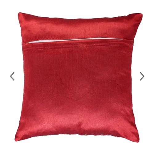Image of Noor Silk Cushion Covers Pack of 7 | 16x16 Inches, Red
