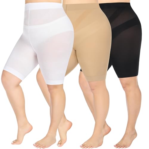 MANZI Pantalones cortos antirozaduras para mujer, ropa interior, pantalones cortos de seguridad, 3 unidades, Negro+bronceado+blanco, Altoa única
