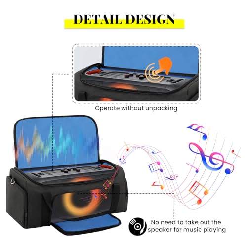 Image of Speaker Bag Compatible with JBL PartyBox On The Go & On-The-Go Essential | Portable Speaker Carry Tote with Pockets for 2 Mics, Cables & Chargers, Top & Front Openings for Playback, Bag Only, Black