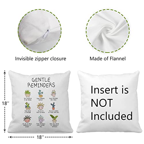 Mental Health Positive Affirmation Gentle Reminders Bontanical Plant Throw Pillow Case 18″×18″,Cute Potted Plants Decorative Cushion Cover For Therapy Office Counselor Room,Gifts For Teens Women Girls #TOP3