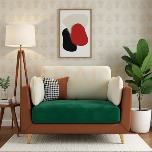 Image of Windsor 1 Seater Sofa Living Room Green-Beige | Comfortable Sofa Set 1 Seater | Premium Fabric Sofa Couch for Living Room Festival Gift- 1 Year Warranty