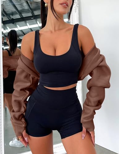 Image of Amarmia Women's Bolero Sweater Shrugs Y2K Open Front Workout Sweatshirt Long Sleeve Crop Tops