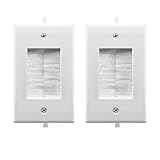 Recessed Low Voltage Cable Through Brush Wall Plate,Yomyrayhu,Easy to Mount Outlet,Cable Management Pass Through Wall Plate,Works Great with Audio/Vedio,HDMI,Home Theater and More,White(2 Pack)