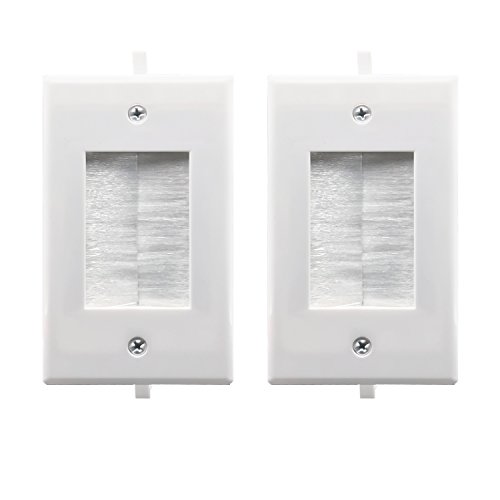 Recessed Low Voltage Cable Through Brush Wall Plate,Yomyrayhu,Easy to Mount Outlet,Cable Management Pass Through Wall Plate,Works Great with Audio/Vedio,HDMI,Home Theater and More,White(2 Pack)
