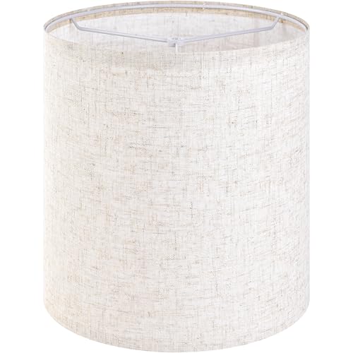 GO&SO Small Drum Lamp Shade,10x10x10' Spider Oatmeal Linen Lampshades for Small Table Lamp,Bedroom...