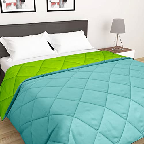 Image of AYKA Reversible Comforter 220 GSM Microfiber Reversible AC Comforter /Blanket for Winter /Quilt /Duvets for King Size Single Bed Comforter (60 * 90, Aqua & Green)
