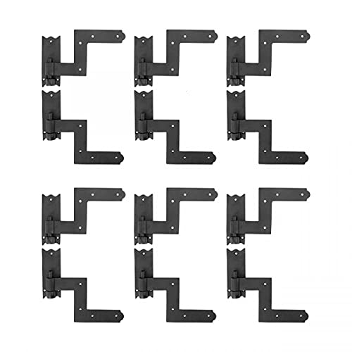 Renovators Supply Manufacturing Black Wrought Iron Shutter Lift Off Pintle Hinges 6 1/2 Inches Long Colonial Pin Reversible Hinges For Doors, Window And Shutters With Hardware Sold As Pair Pack Of 6 #TOP4