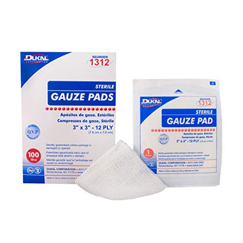 Dukal Gauze Pad, 12-Ply, Sterile, 3" x 3", White (Paquete de 2400)