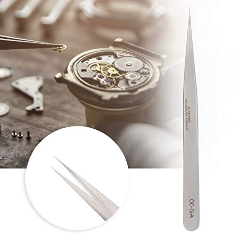 Stainless Steel Tweezers, Precision Tools Quality Anti-Magnetic Tweezers Stainless Steel Watch Repair Tool, Anti-Acid Curved Tips(00-SA) - Image 3
