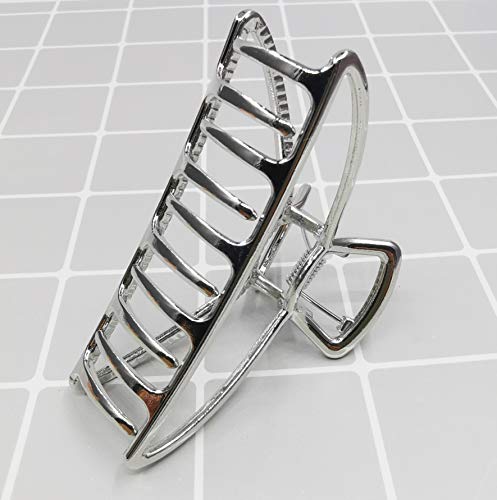 Hh&Ll Hair Clips, 2Pcs Large Metal Hair Claw Barrette Clamp Jaw For Women (Black+Silver) #TOP2