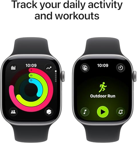 Image of Apple Watch Series 11 [GPS, 46mm] Space Gray Aluminum Case with Black Sport Band, M /L (Renewed)