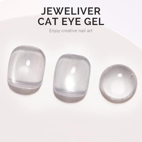 Image of MelodySusie Jeweliver Cat Eye Gel Nail Polish, Bright Silver Glitter Holographic Magnetic Nail Polish with Magnet, 0.5 Fl Oz, UV Gel for Nail Art Manicure Salon DIY at Home G1081