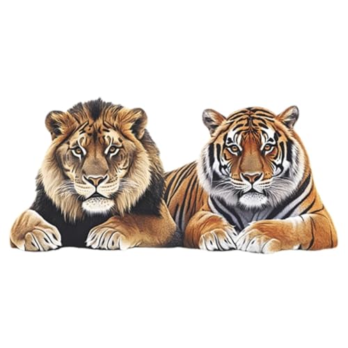 Vinilo decorativo realista león y tigre removible