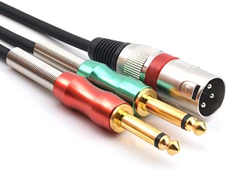 XLR to Dual 6.35mm 1/4" TS Y Splitter Cable, Double 6.35mm Mono Male (1/4 inch) to XLR Male Plug Stereo Microphone Audio Converter Adapter Cable(15Feet/4.5M)