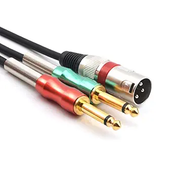 SiYear XLR Male to Dual 6.35mm 1/4" TS Y Splitter Cable, Double Mono Quarter inch 6.35mm to XLR 3 Pin Plug Stereo Microphone Cables(10Feet)
