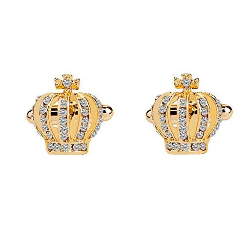 1 Paar Elegante Kristall Strass Krone Manschettenknöpfe für Herren Damen Hemd Hochzeit Party Manschettenknöpfe Geschenke (Gold)