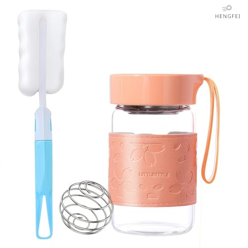 Shaker en verre de 355 ml d'exception avec manchon en cuir floral chic