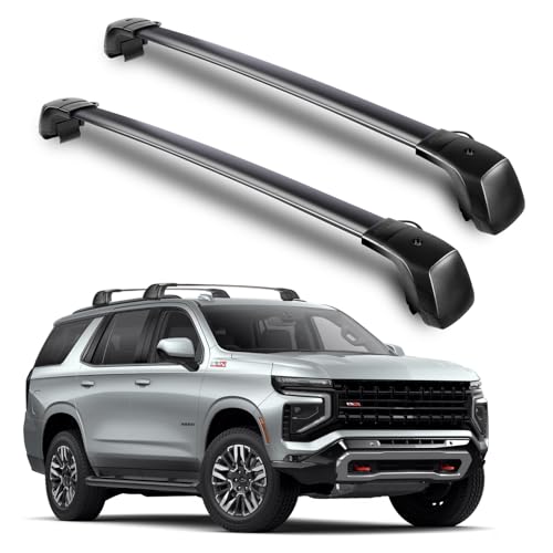 350 LBS Roof Rack Cross Bars Compatible with Chevy Tahoe 2021-2026 Chevrolet Suburban GMC Yukon XL Cadillac Escalade ESV Lockable Aluminum Rails Rooftop Bike Snowboard Skiboard Luggage Carrier