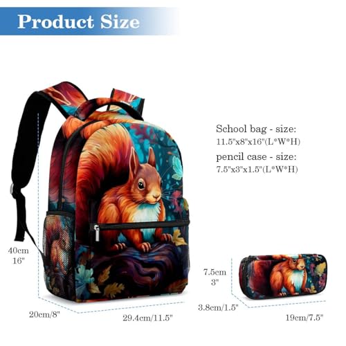 Sac à dos écureuil avec trousse combo idéal pour école primaire des garçons et filles