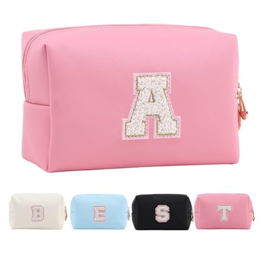 Bolsa de Maquillaje Personalizada Inicial para Mujeres, Bolsa de Cosméticos de Viaje, Bolsa de Aseo, Regalo de Cumpleaños para Mujeres y Niñas, Bolsa de Cosméticos para Novia y Dama de Honor