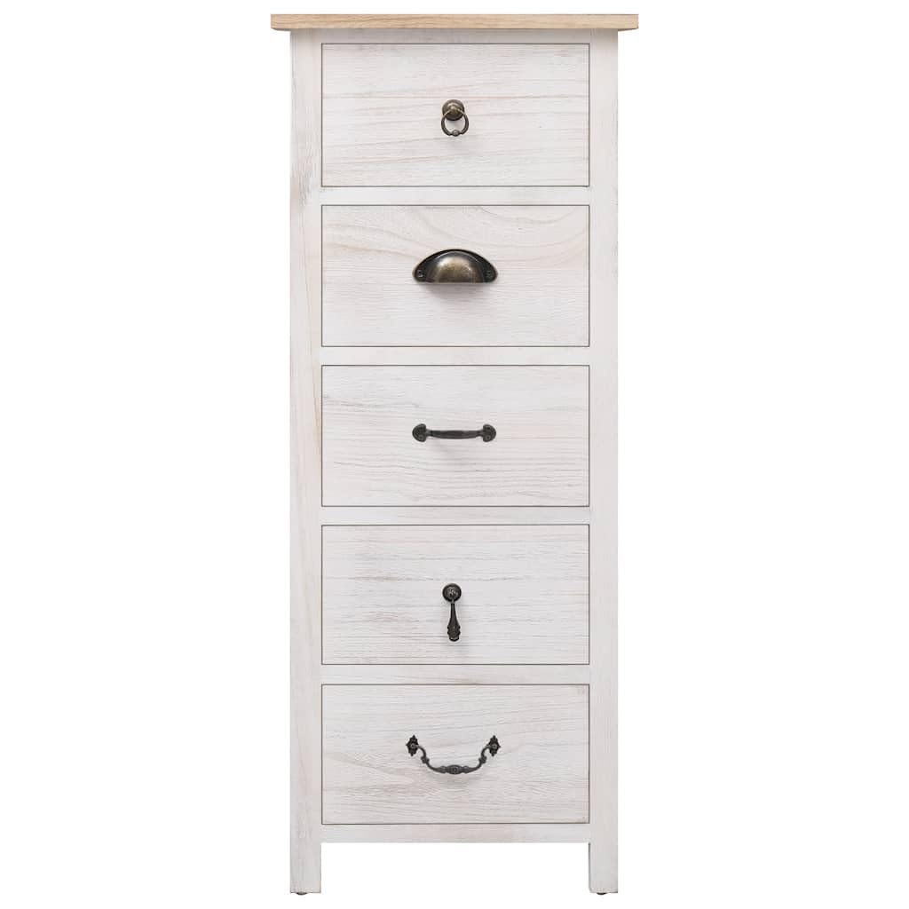 Mobiletto in legno di paulownia, 35 x 25 x 87 cm, con 5 cassetti