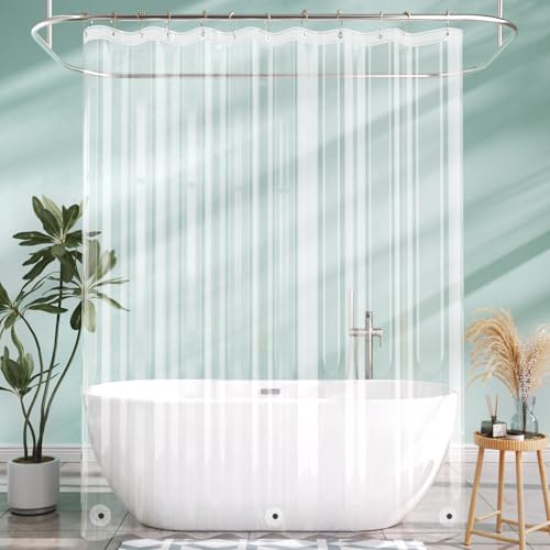AmazerBath Long Shower Curtain Liner with 3 Magnets 72x90 Clear Shower Curtain Liner Tall Waterproof Plastic Shower Liner Lightweight PEVA Shower Curtain with 12 Rustproof Metal Grommets