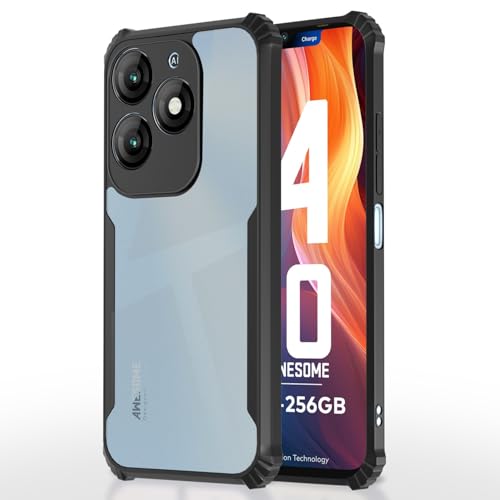 Image of Pikkme Crystal Clear Transparent Back Cover | Ultra Hyrbid | Full Camera Protection | Raised Edge | Bumper Case for itel A70 (Black)