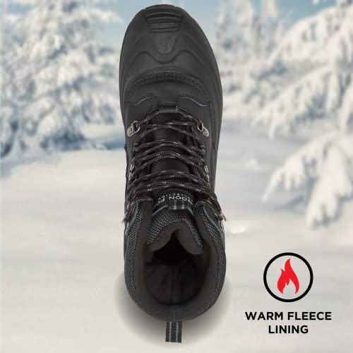 London Fog Men's Breckenridge Snow Boots For Men - Leather Waterproof, Lined Insulated Men’s Winter Snow Boots - Black, 10 Medium #TOP3