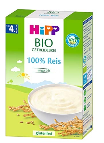Bouillie de céréales bio Hipp 100% riz, sans gluten, à partir du 4ème mois, 200g