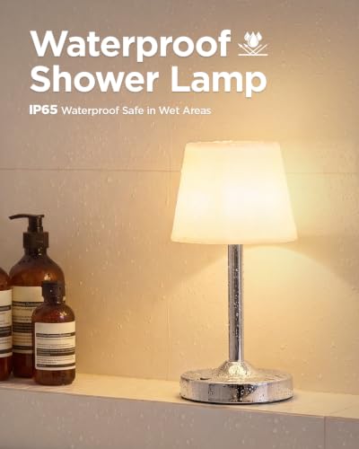 Image of IP65 Waterproof Rechargeable Shower Lamp, Cordless Bathroom Touch Lamps