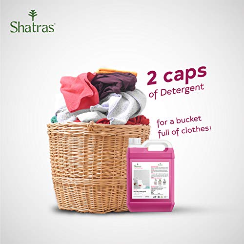 Image of Shatras Pink Liquid Detergent 5 Liter | Nature-Based Laundry Care Formula | Cloth Freshener with Fabric Conditioner | Gentle Fabric Cleaning | Suitable for All Types of Washing Machines & Hand Wash