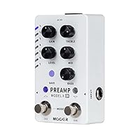Preamp X2 with Dual-channel digital preamp pedal, based on MOOER's unique MNRS sampling technologyIncludes 14 preset slots that can store two different channel settings each Supports loading MNRS, GNR, and GIR files via MOOER STUDIO to expand your to...