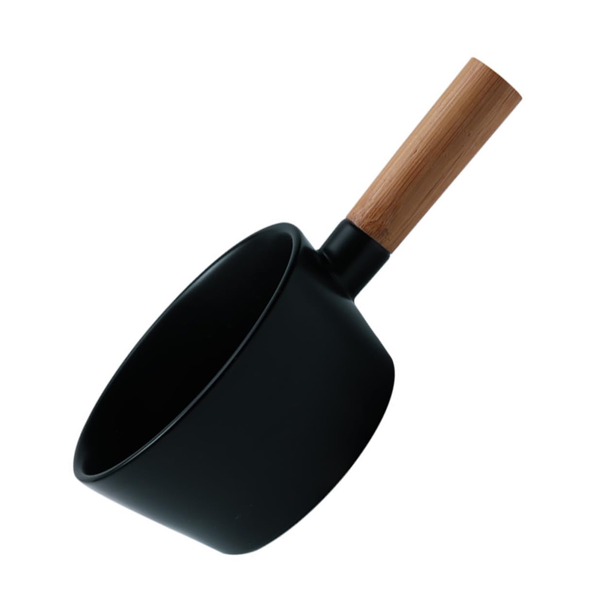 Bol céramique noir facile à nettoyer avec manche isolant en bois