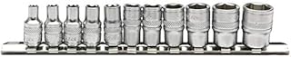 Draper 16488 1/4-Inch Square Drive Imperial 11 Piece Sockets on Metal Rail , Blue