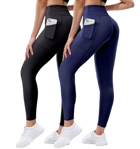 Noblarm 3 Pack Leggings with Pockets for Women,High Waisted Tummy Control Soft Yoga Pants for Workout,Active,Running,Lounge
