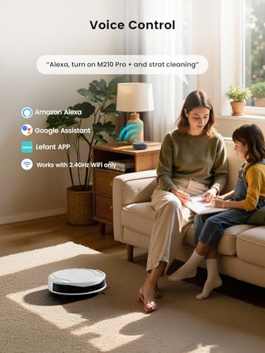 Image of Lefant M210 Robot Vacuum Cleaner, 2200Pa Strong Suction, 7.8cm Thin 28cm Dia, Automatic Self-Charging Small Robotic Vacuums, 2.4G Wi-Fi /App /Alexa Control, Ideal for All Hard Floors
