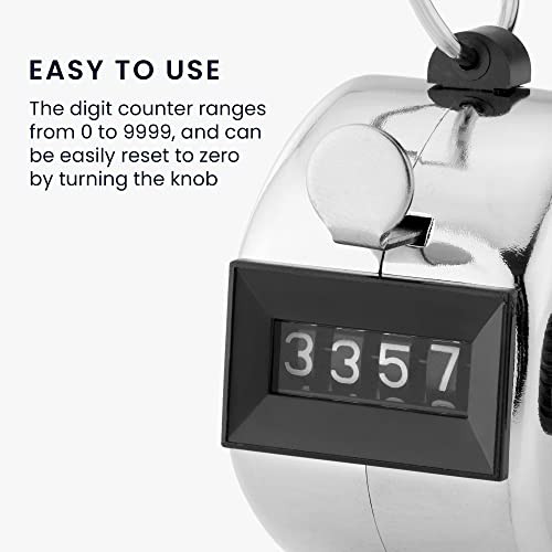 kwmobile Handzähler Counter Klicker Schrittzähler - Mechanischer Mengenzähler ohne Batteriebetrieb - Metallgehäuse mit Ring für Fingerhalt